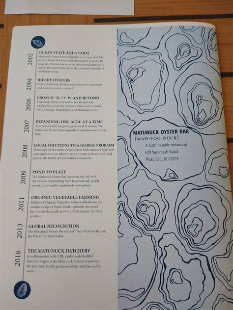 Menu at Matunuck Oyster Bar, South Kingstown, 629 Succotash Rd