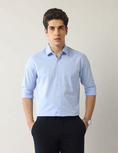 ARROW Men Self Design Formal Blue Shirt - Buy ARROW Men Self Design ...