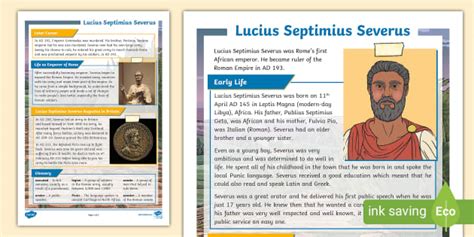 KS2 All About Lucius Septimius Severus Fact File - Twinkl