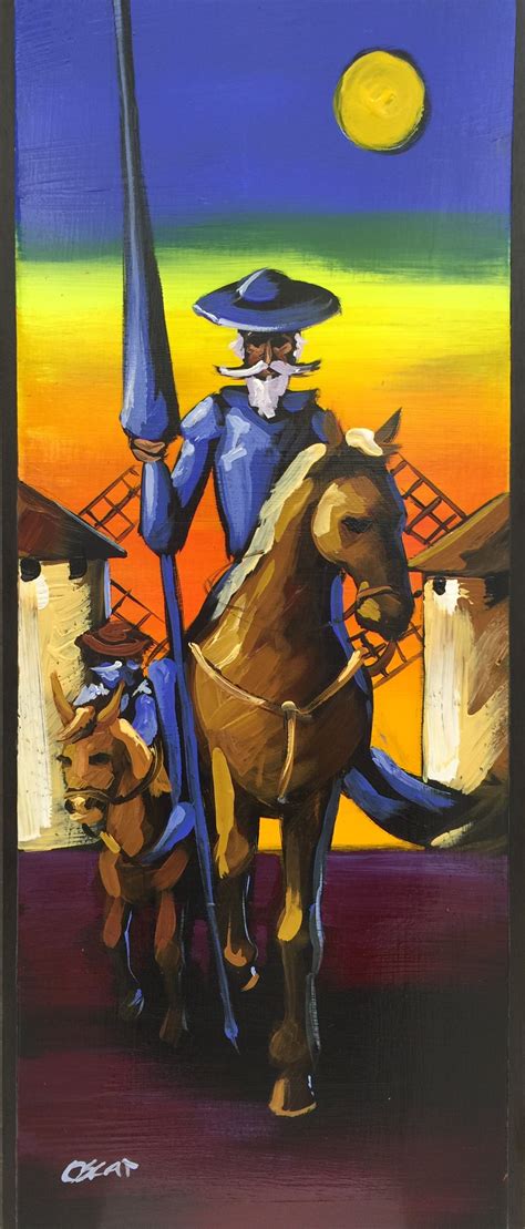 Don Quijote y Sancho al óleo sobre madera | Naive painting, Man of la ...