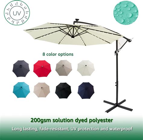 Buy Helios&Hestia 10 ft Solar Powered Offset Cantilever Patio Umbrella ...