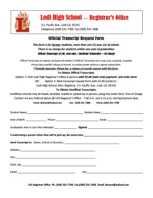 Lodi High School Registrar 's Office - Fill and Sign Printable Template ...