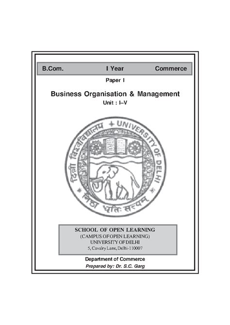 Delhi University B.Com First Year Notes for BOM-1 - B. I Year Commerce ...