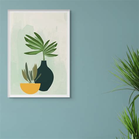 Serene Green Plant Bowl Art Canvas Wall Painting – Nestroots