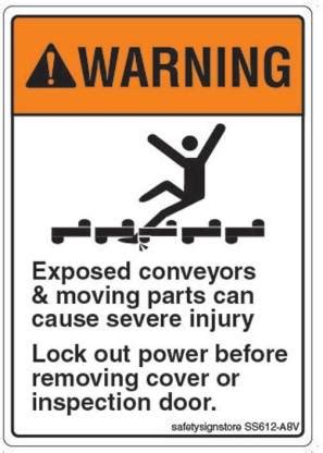 Safety Sign Store Warning: Exposed Conveyors & Moving Parts Emergency ...