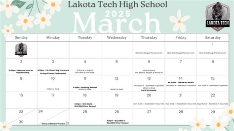 LTHS March 2025 Calendar | Lakota Tech High School