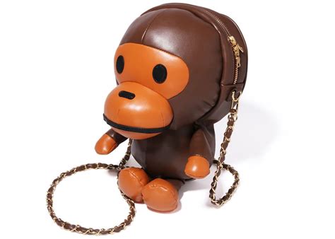 Bape Baby Milo Plush Doll Chain Shoulder Bag Brown – Kicks Machine