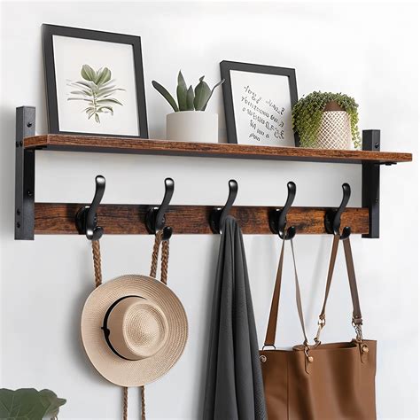 Amazon.com: Tatub 29" Rustic Coat Rack Wall Mount with Shelf, Wall ...
