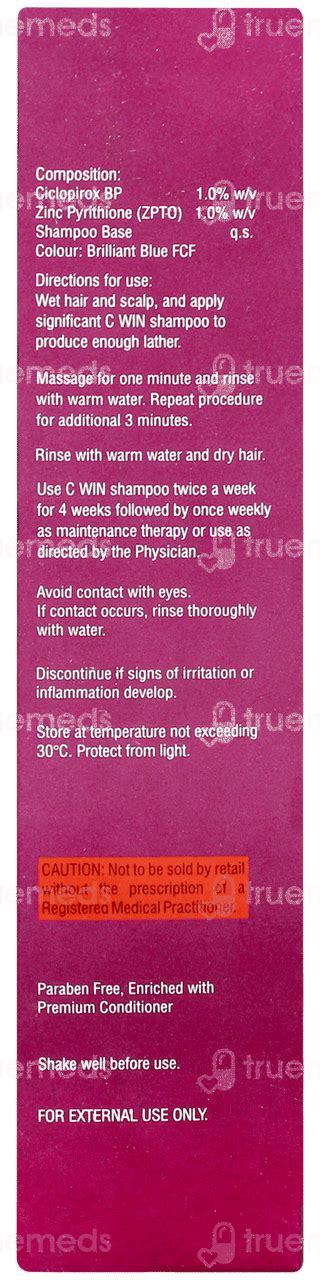 C Win Shampoo 100 Ml - Uses, Side Effects, Dosage, Price | Truemeds