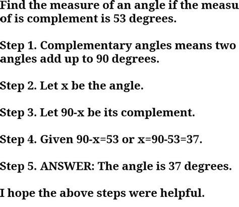 what is the complementary angle of 53 degree? - Brainly.in