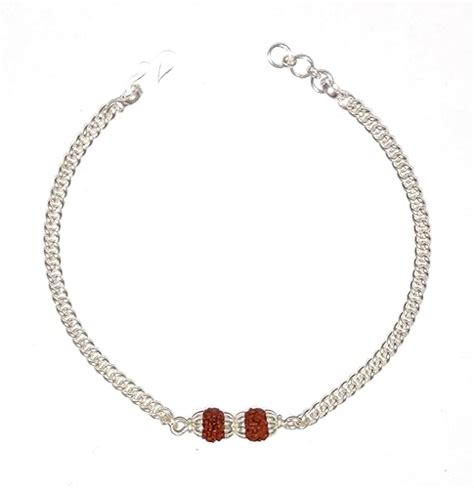 Ashok Jewellers Sterling Silver Rudraksha Bracelet for Men and Women (8 ...