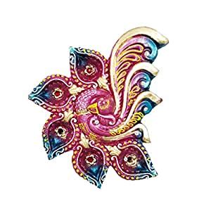 Buy SHIKORA Handmade Traditional 5 diyas in Rubine Mayur Plate ...