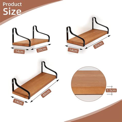 Buy Crzdeal Floating Shelves Set of 3 Wall Mounted Wooden Floating ...