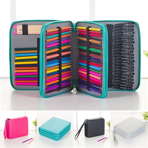 120 slots pencil case cosmetic makeup bag storage travel zipper pouch ...