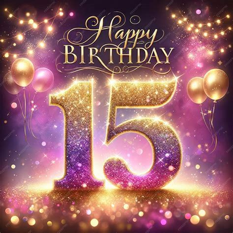 Happy 15th birthday gold surprise balloon and box 3d rendering stock illustration illustration ...