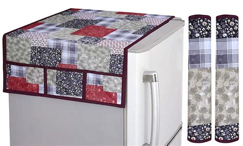 Kuber Industries 3D Checkered Design PVC 1 Piece Fridge Top Cover and 2 ...