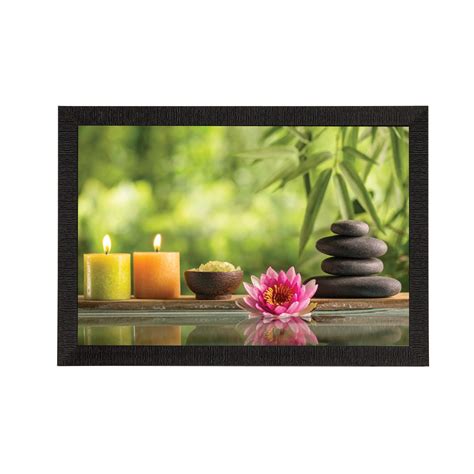 Candle, Stone and Flower Peace Theme Satin Matt Texture UV Art Painting ...
