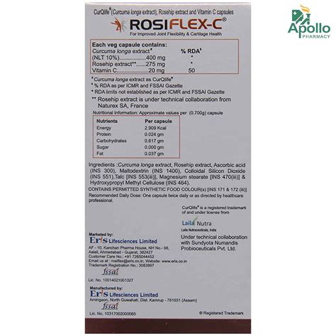 Rosiflex-C Capsule 20's Price, Uses, Side Effects, Composition - Apollo ...