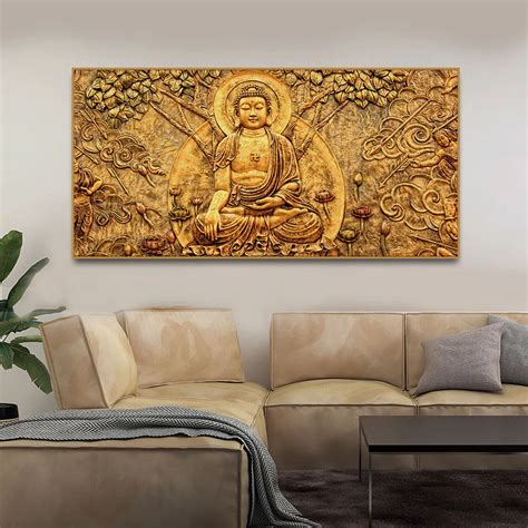 Premium Canvas Wall Painting of Lord Buddha Sculpture – Wall Melody