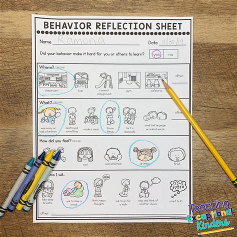 7 Helpful Tips for Using Behavior Reflection Sheets - Teaching ...