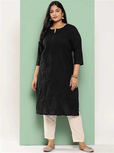 Black Straight Plus Size Kurta For Women – Yufta Store