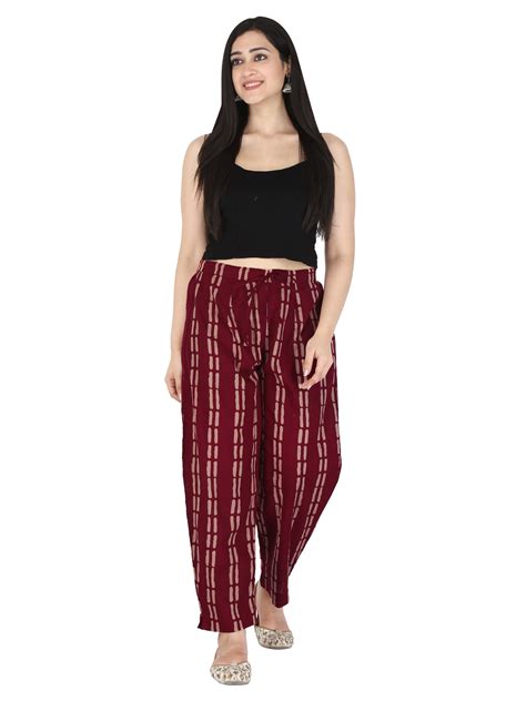 Maroon Printed Pure Cotton Pants – KANNAHI