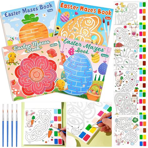 Buy Vanblue Easter Basket Stuffers 4PCS Coloring Maze Books for Toddler ...