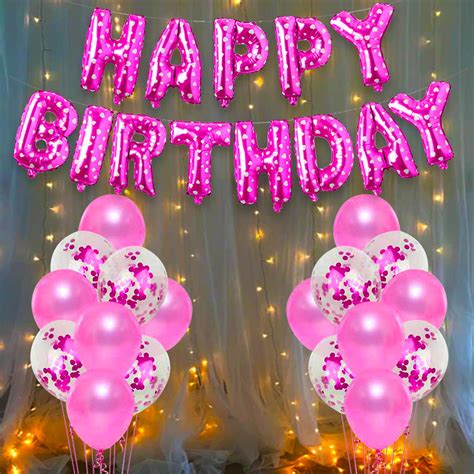 Party Propz Pink Birthday Decoration Balloons Set -14Pcs Combo Kit with ...