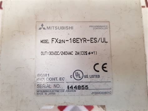 Mitsubishi Electric Fx2N-16Eyr-es/Ul Programmable Controller 30Vdc ...