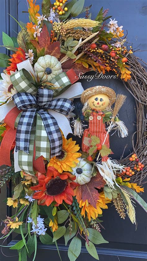 Fall Wreath, Fall Wreath For Front Door, Sunflower Wreath, Autumn ...