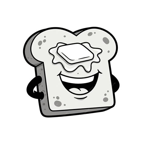 Smiling toast with butter cartoon character illustration | Premium Vector