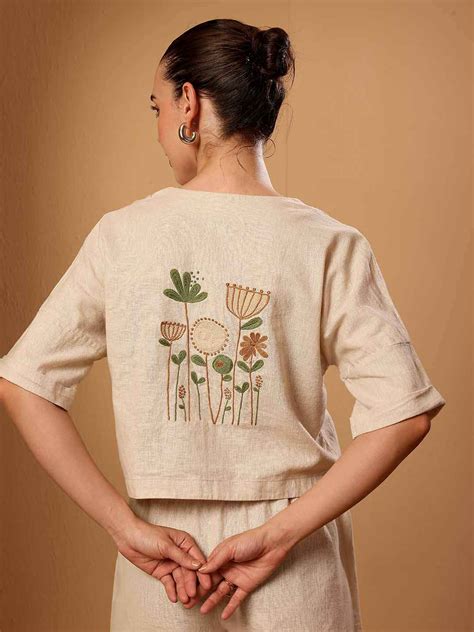 Beige Cotton-Linen Co-ord Set | Eliaki Resort Wear