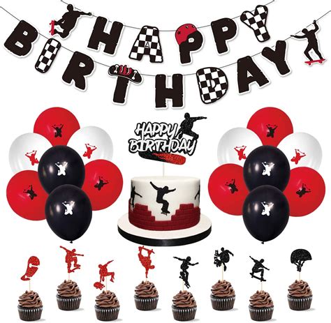 Buy Skateboard Birthday Party Supplies Decoration Kits, Theme Party for ...