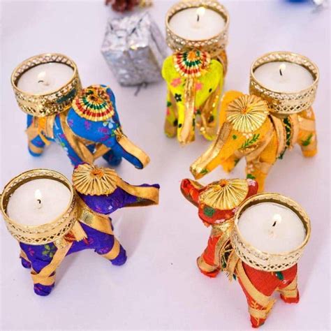 LAMANSH Elephant Tea light Candle Holder ( Candles Included) for givea ...