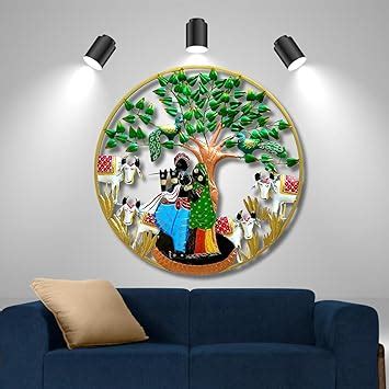 RSN Beautiful Wall Hanging Radha Krishna Cow With Led Light Wall Decor ...