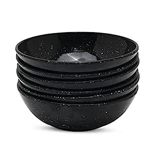 Buy Bataniya 6 pcs Black Marble 7 inch Bowl for Snacks, Pasta, macroni ...