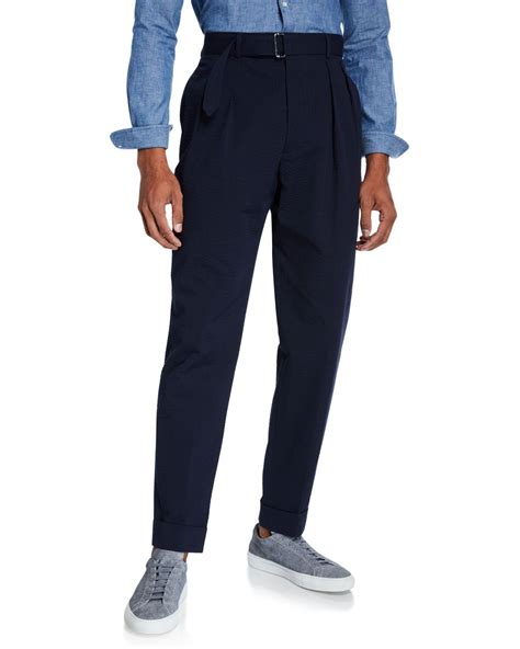 Officine Generale Men's Pierre Seersucker High-rise Pants In Navy ...
