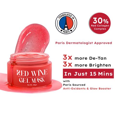 Buy WILDGLOW 7in1 Red Wine Gel Face Mask for Glowing Skin, De-Tan, Open ...