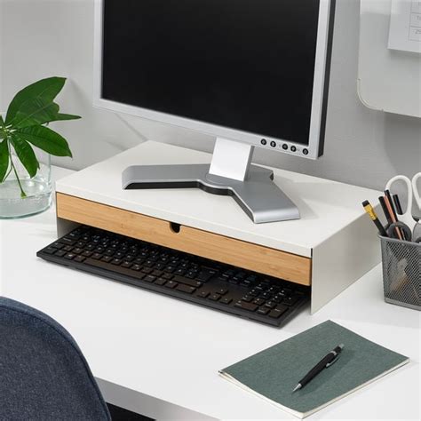 ELLOVEN monitor stand with drawer, white - IKEA