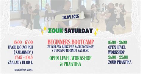 ZOUK SATURDAY - Beginners Bootcamp & Open Level Workshop + Praktika, La ...