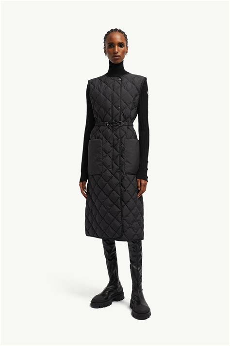 Black Butor Diamond-Quilted Long Down Vest - Vests for Women | Moncler US