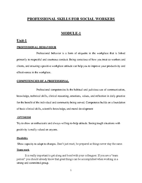 Professional Skills FOR Social Workers(FULL NOTE) - PROFESSIONAL SKILLS ...