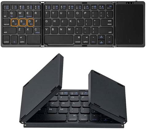 TECPHILE B089T Portable Bluetooth Multi device Foldable Keyboard with ...