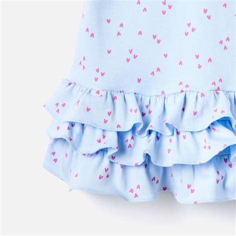 Buy Juniors Heart Print Polo Dress with Short Sleeves and Ruffle Detail ...