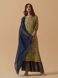 House of Pataudi Women Kurta Sharara Dupatta Set - Buy House of Pataudi ...