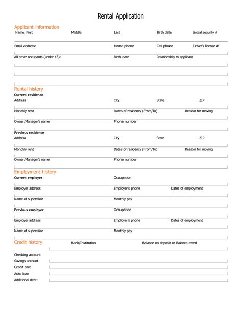 Standard rental Application - Rental Application Applicant information ...