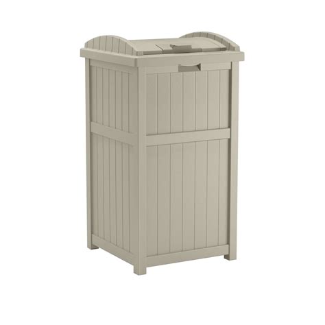 Suncast Trash Hideaway 33 gal Beige Resin Garbage Can Lid Included ...