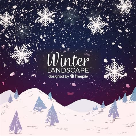 Lovely winter landscape composition | Free Vector