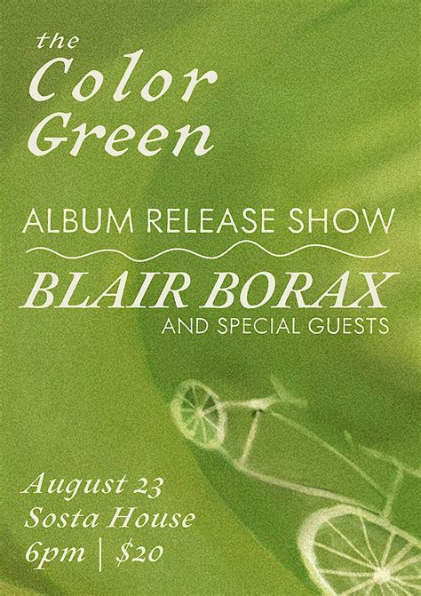 The Color Green Album Release Show | Blair Borax & Special Guests ...