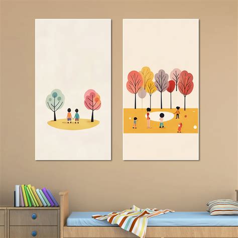 Children's Joyful Outdoor Playtime Canvas Wall Painting Set of 2 ...